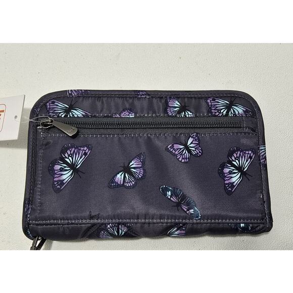 Lug Large Continental Wallet Zeppelin Butterfy Grey Print NWT - Picture 3 of 7